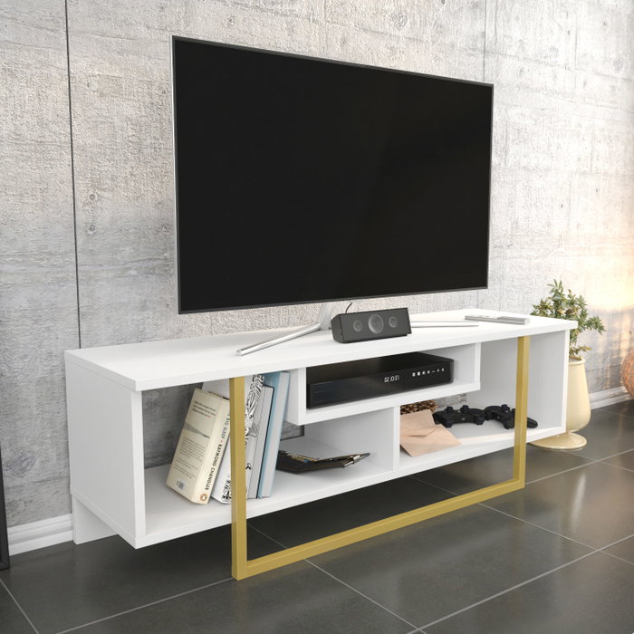 Hanah Home Asal 120 Soporte para TV Dorado y Blanco